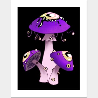 Amethyst purple Dreamcore mushrooms with eyes Posters and Art